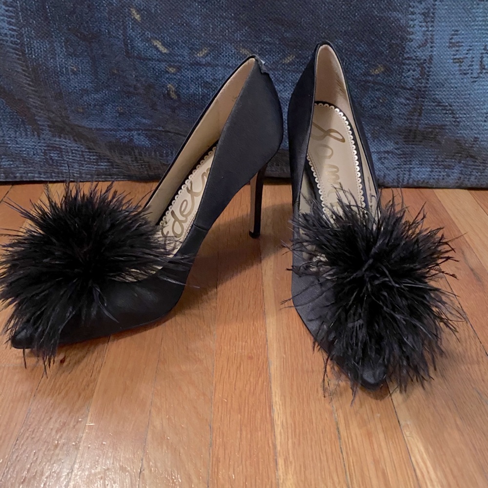 Sam Edelman Black Satin Haide Heels Sz 8.5